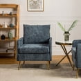thumbnail image 1 of Tina's Home Upholstered Accent Chair Removable Back Seat Cushion Armchair with Golden Legs Living Room Bedroom Navy, 1 of 7