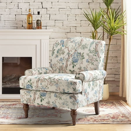 Upholstered Accent Chair Wide Back Armchair Lounge Removable Cushion Seating Home Living Room Bird