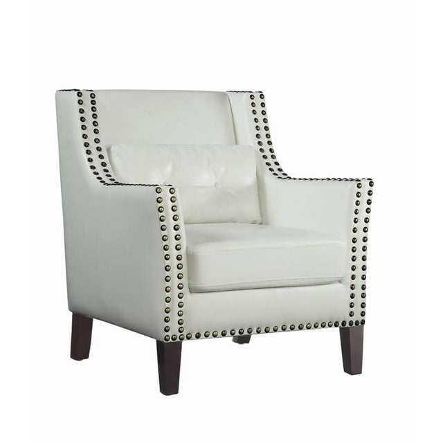 Upholstered Accent Chair with Nailhead Trim White