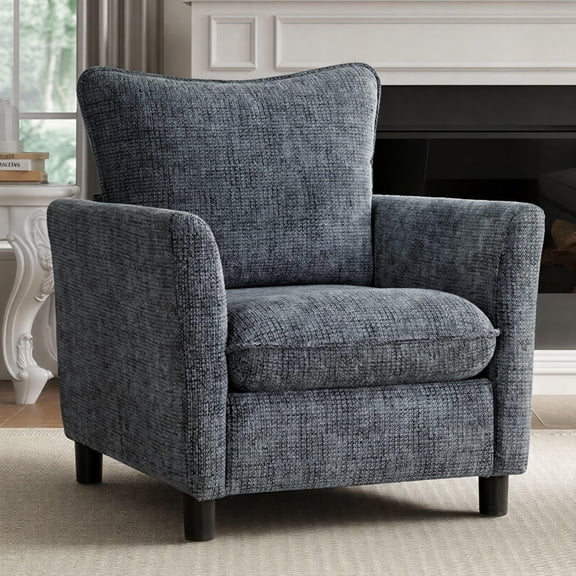 Upholstered Accent Chair with Removable Back Cushion and High Legs, Gray, 1 Pack