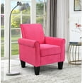 thumbnail image 1 of Upholstered Accent Chairs, Comfy Sofa Chair with Armrests and High Backrest, Linen fabric Armchair for Reading Living Room Bedroom Office Waiting Room, Easy Assemble, Pink, 1 of 7
