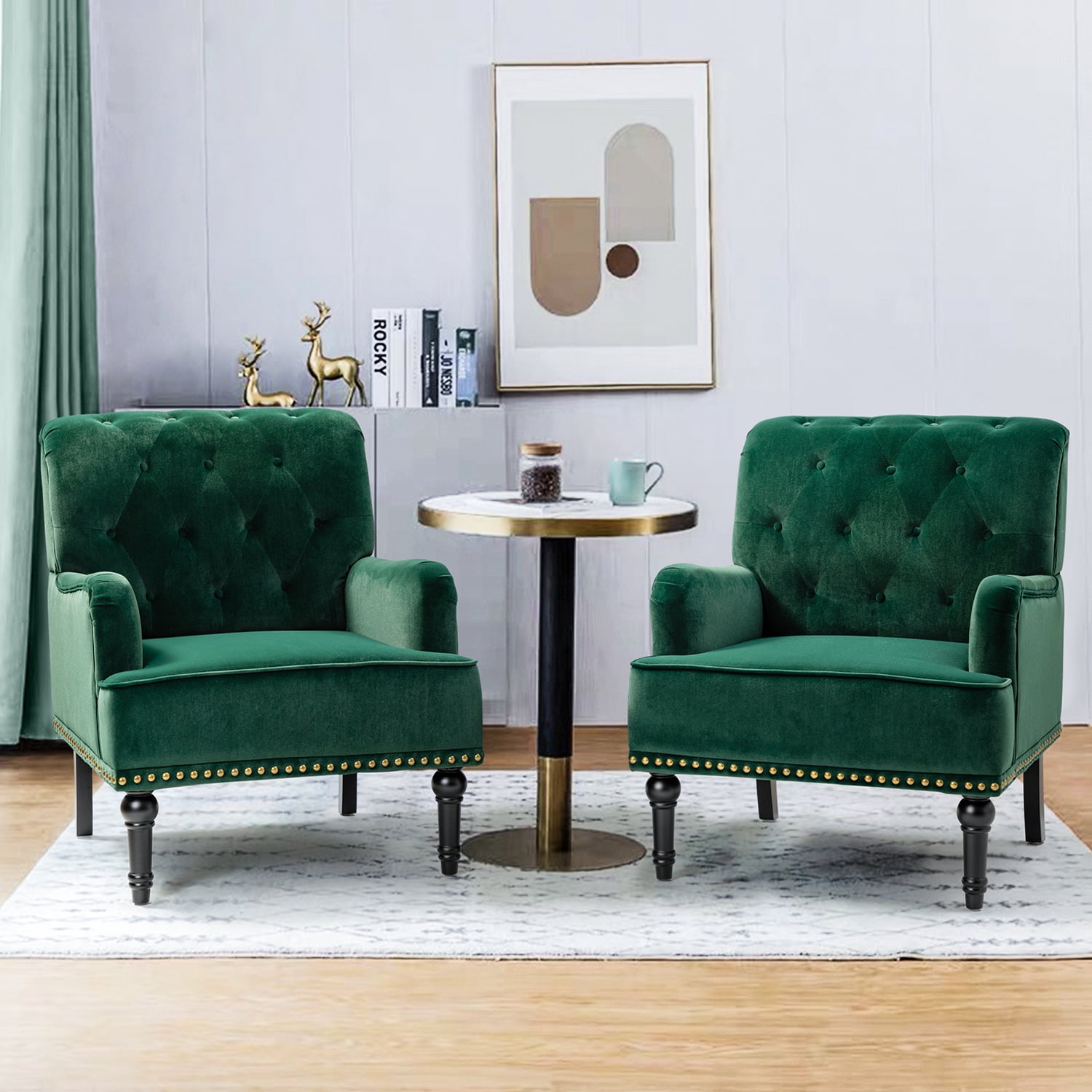 Green accent chair online set of 2