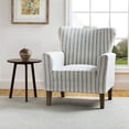 thumbnail image 1 of Tina's Home Upholstered Armchair Wingback Accent Chair Lounge Seat Single Sofa with Stripe Pattern for Home Bedroom Grey, 1 of 8