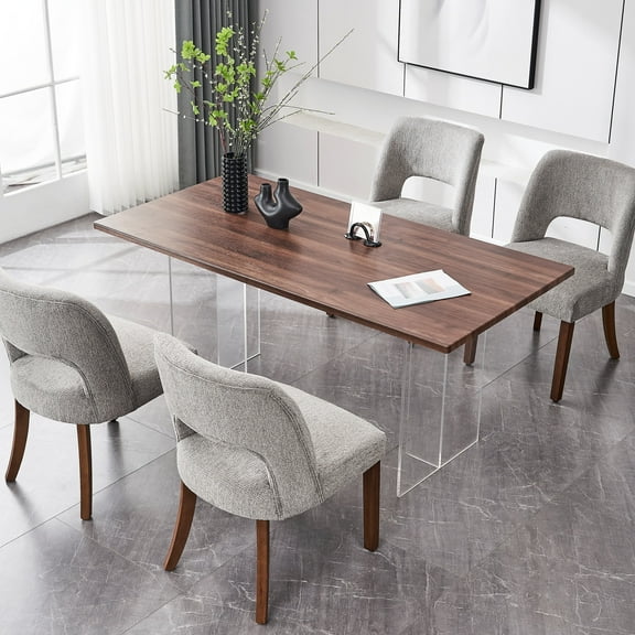 Upholstered Back Side Dining Chair Set of 4, Gray