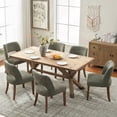 thumbnail image 1 of Vknow Furniture Modern Chenille Upholstered Dining Chairs Set of 6 with Cutout Back and Solid Wood Legs for Dining Room, Kitchen and Living Room, Green, 1 of 9