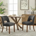 thumbnail image 1 of Vknow Furniture Modern Chenille Upholstered Dining Chairs Set of 2 with Cutout Back and Solid Wood Legs for Dining Room, Kitchen and Living Room, Charcoal, 1 of 9