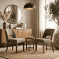 thumbnail image 1 of VKNOW Set of 2 Chenille Dining Chairs, Mid-Century Modern Upholstered Kitchen Chairs with Cutout Back & Solid Wood Legs, Green, 1 of 14