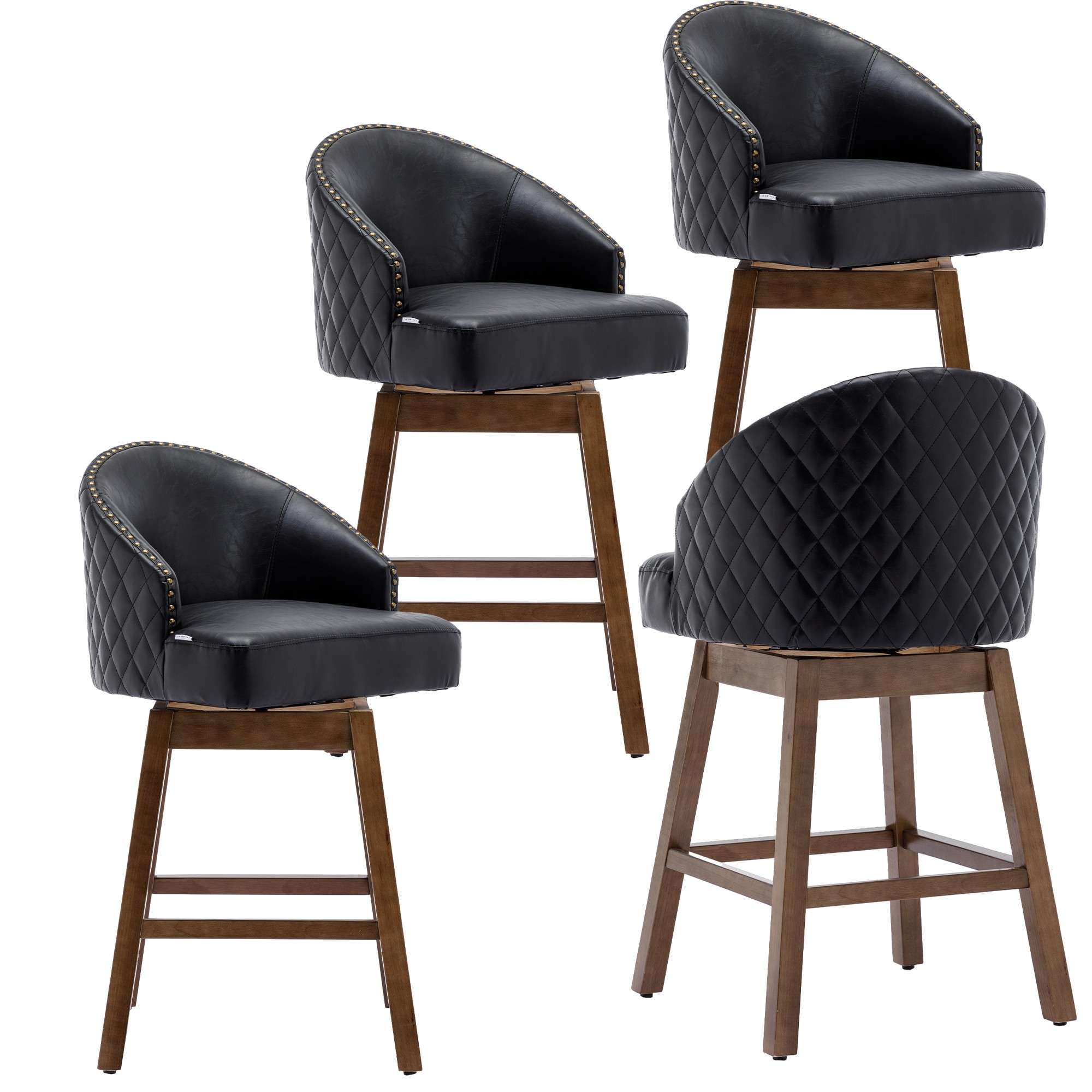 Upholstered Bar Stools, Counter Height 360 Degree Swivel Bar Stool ...