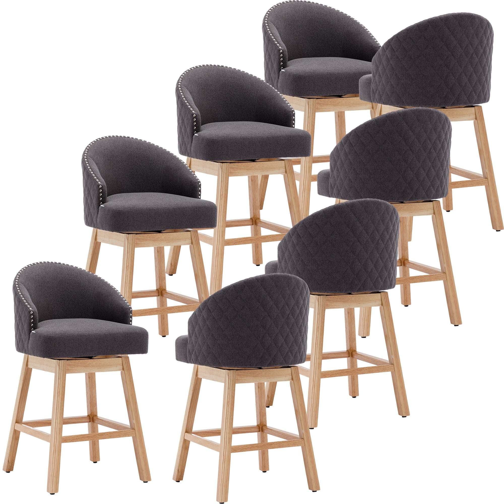 Upholstered Bar Stools, Counter Height 360 Degree Swivel Bar Stool ...