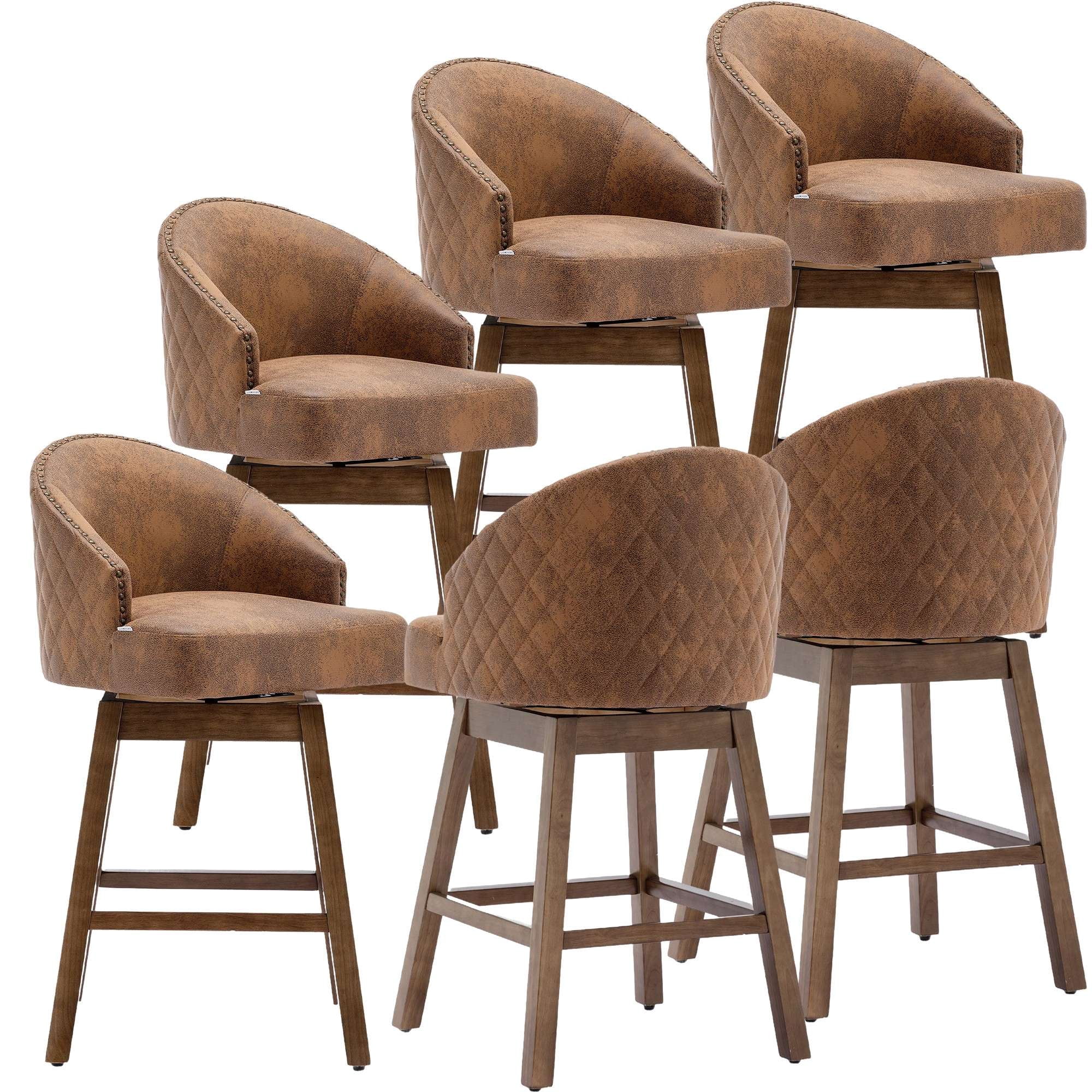 Upholstered Bar Stools, Counter Height 360 Degree Swivel Bar Stool ...