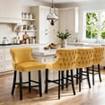 thumbnail image 1 of Bar Stool Set of 4, 26" Counter Height Bar Stools with Back, LEGAHOME Velvet Upholstered Gold Bar Stool with Button Tufted & Wooden Legs, Bar Stools Chair for 35-39" Kitchen Island Counter, 1 of 11