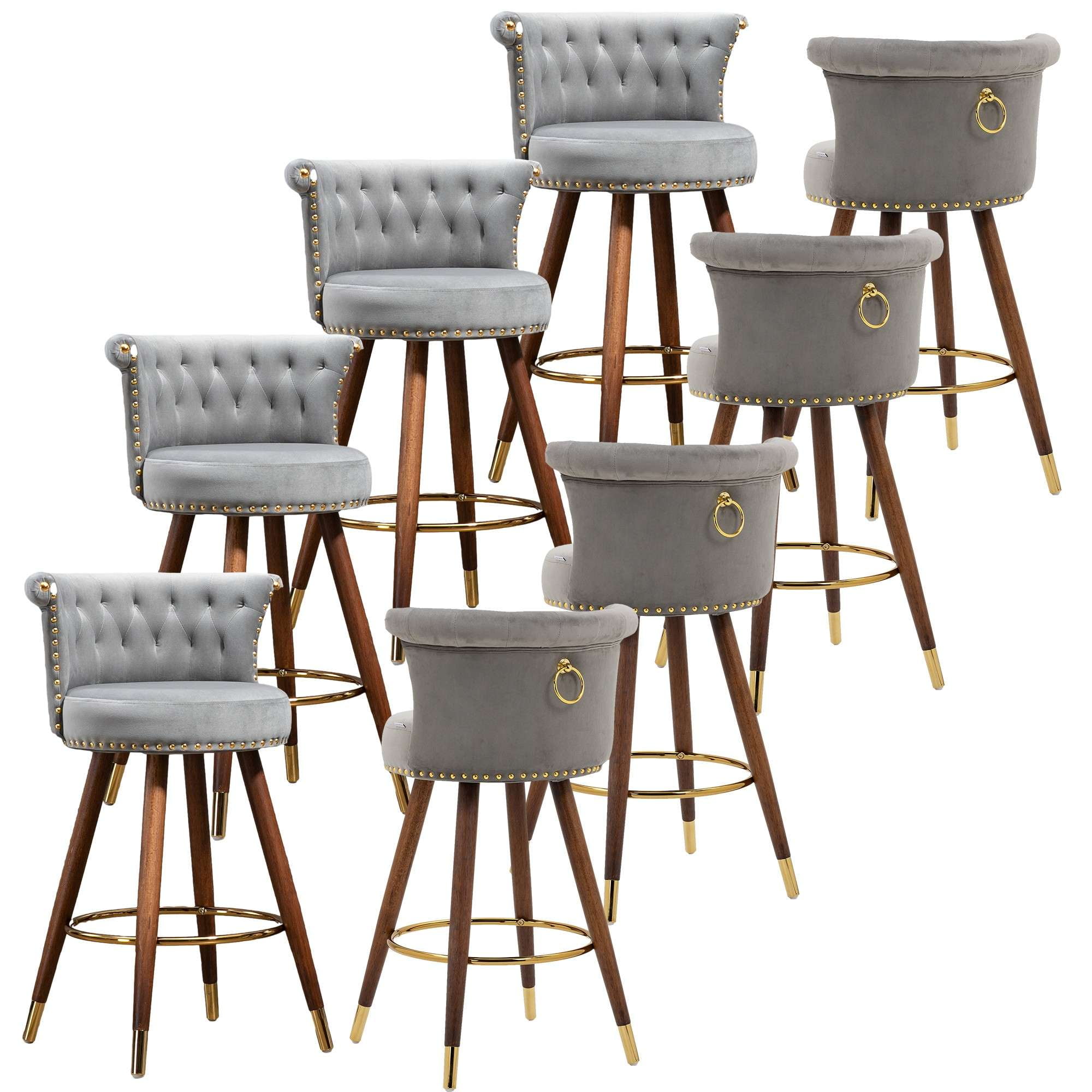 Upholstered Bar Stools, Tufted Counter Height Bar Stool Chairs with ...