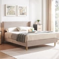 thumbnail image 1 of Zanmintaobo Full Corduroy Platform Bed Frame with 42.5" Upholstered Wingback Headboard, Metal & Wood Slats,No Box Spring Needed,Mink, 1 of 8