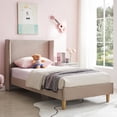 thumbnail image 1 of Zanmintaobo Twin Corduroy Upholstered Bed with 42.5" Wingback Headboard,Metal & Wood Slats,No Box Spring Needed,Easy Assembly,Mink, 1 of 8