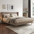 thumbnail image 1 of Zanmintaobo King Corduroy Platform Bed Frame with 42.5" Upholstered Wingback Headboard, Metal & Wood Slats,No Box Spring Needed, Mink, 1 of 8