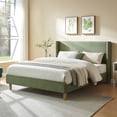 thumbnail image 1 of Zanmintaobo Full Corduroy Platform Bed Frame with 42.5" Upholstered Wingback Headboard, Metal & Wood Slats,No Box Spring Needed,Turtle Green, 1 of 8