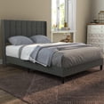 thumbnail image 1 of Upholstered Bed Frame Full Size with Tufted Headboard and Wingback, Strong Wood Slat Support, No Box Spring Needed, Easy Assembly, Grey, 1 of 8
