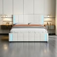 thumbnail image 1 of Upholstered Bed with LED Lights and USB Charging, Queen Size Storage Bed Platform Frame with Headboard and 4 Drawers for Bedroom, No Spring Box Required, 1 of 9