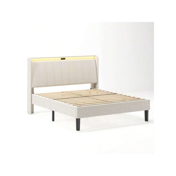 Upholstered Bed, Light Luxury Modern Minimalist Double Bed, Home Use, Hotel/dormitory Bed With Soft Furnishings