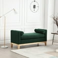 thumbnail image 1 of Upholstered Bench - 53.5" W, Wood Legs, Bolster Pillows, Boucle Fabric, Caramel for Bedroom, Living Room, Entryway, 1 of 6