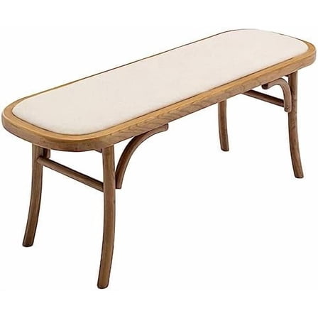 Upholstered Bench Fabric Entryway Bench Rustic Solid Wood 45 Inch for Living Room/Hallway/Bedroom, Beige