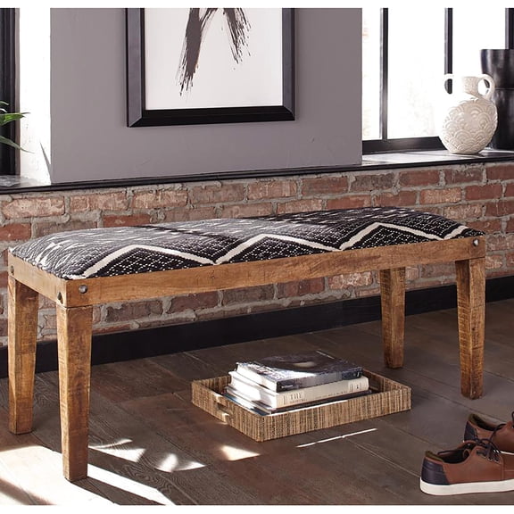 Upholstered Bench | Suitable for Main Living Areas | Mango Wood Frame and Cotton Upholstery | Solves Plain Furniture Problem