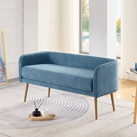 Upholstered Bench for Bedroom or Entryway, with Low Backrest and Armrests
