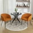 thumbnail image 1 of Upholstered Boucle Dining Chair Set of 2, Barrel Back Leisure Dining Side Chair, Comfy Vanity Chair with Metal Legs Armchair for Dining Room Living Room Bedroom, Ginger, 1 of 8