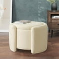 thumbnail image 1 of Upholstered Button Tufted Round Ottoman, Ottoman with Storage, Teddy Footrest Stool, Removable Lid Convenient Footstools, Bedroom Ottomans with Storage for Vanity, Living Room, Beige, 1 of 12