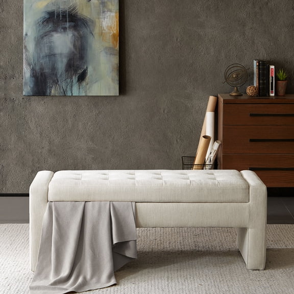 Upholstered Button-tufted Soft Close Storage Bench | Used in Bedroom or Entrance Hall | Select Hardwoods Frame | Resolves Lack of Storage and Comfortable Seating