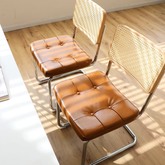 Upholstered Chairs with Chrome Legs, Sturdy Structure / Suitable for Dining Areas