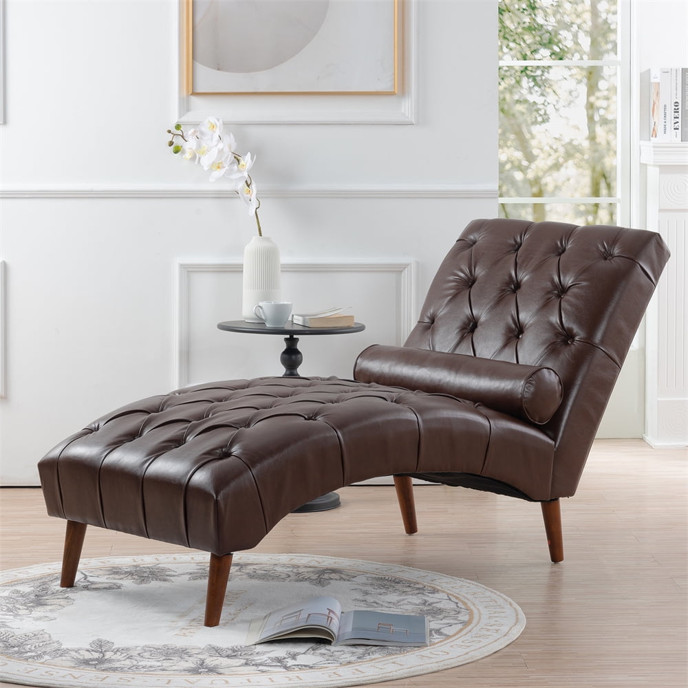 Upholstered Chaise Lounge, Indoor Recliner Sleeper Chair with Lumbar