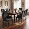 thumbnail image 1 of Upholstered Chenille Fabric Dining Chairs with Arms Set of 8, Tufted High Back Dining Room Chairs with Curved Rubberwood Legs, Kitchen Chairs, Black, 1 of 8