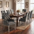 thumbnail image 1 of Upholstered Chenille Fabric Dining Chairs with Arms Set of 8, Tufted High Back Dining Room Chairs with Curved Rubberwood Legs, Kitchen Chairs, Gray, 1 of 8