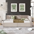 thumbnail image 1 of Upholstered Daybed Twin Size, Upholstered in Selected Linen Fabric, Sofa Bed Frame Made of Sturdy Plywood with Two Drawers and Wooden slats for Bedroom Living Room (Beige,Twin), 1 of 9