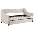 thumbnail image 1 of Upholstered Daybed with Trundle, Twin Size Frame, Beige Velvet 00060, 1 of 9