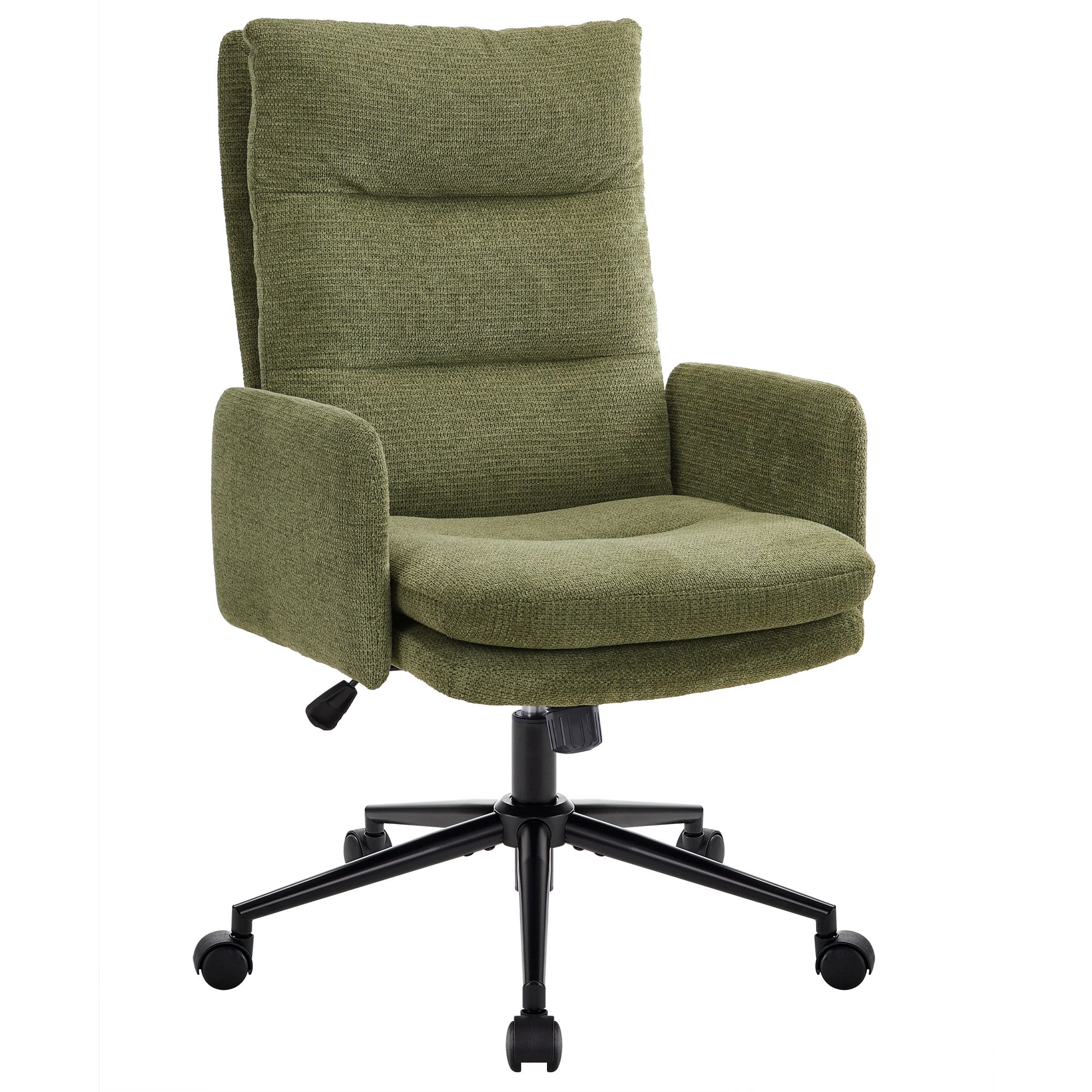 Upholstered Desk Chair with Wheels, High-Back Office Chair, Adjustable Height & Swivel, Ergonomic Computer Chair for Home Office, Bedroom