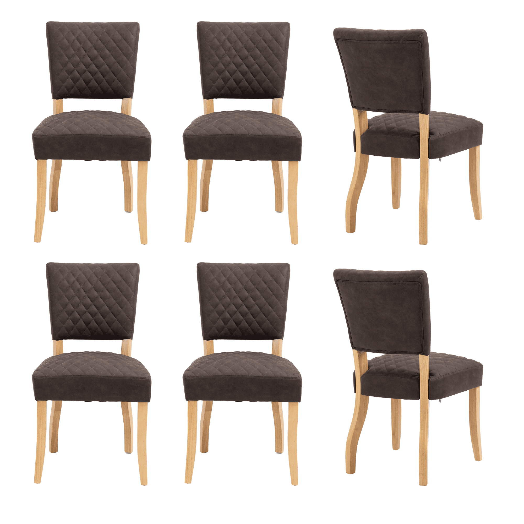 Upholstered Diamond Stitching Dining Chairs with Solid Wood Legs ...