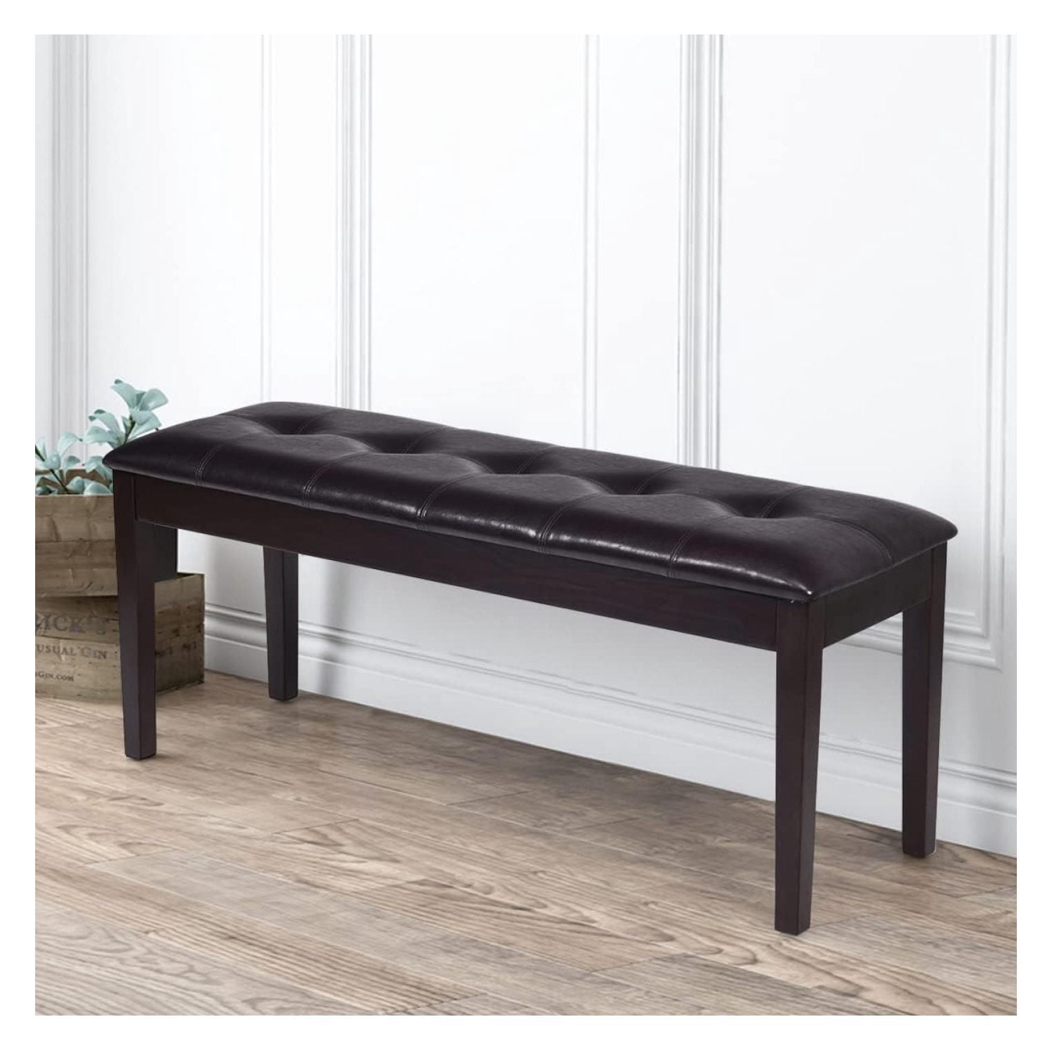 Upholstered Dining Bench Seat with PU Leather, Button-Tufted Ottoman ...