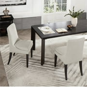Upholstered Dining Chair Set of 2 Mid Century Modern Comfy Chair for Kitchen, Fabric in Linen