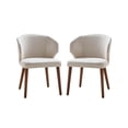 thumbnail image 1 of Upholstered Dining Chair Set of 2 Mid-century Modern Wingback Side Chair Wood Legs Kitchen Linen, 1 of 8