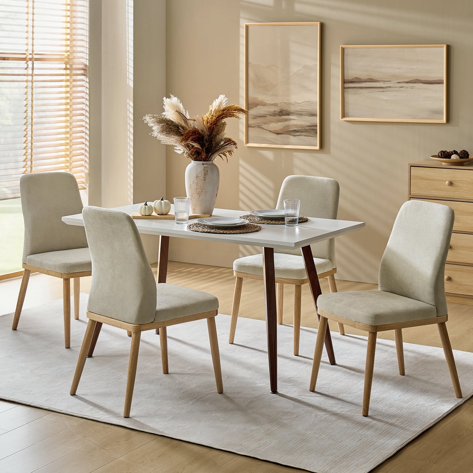 Upholstered Dining Chairs Armless Side Chairs Set of High Back