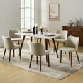 thumbnail image 1 of Upholstered Dining Chairs Armless Side Chairs Set of 6 Solid Wood Legs Curved Backrest Living Room Kitchen Restaurant Beige, 1 of 9