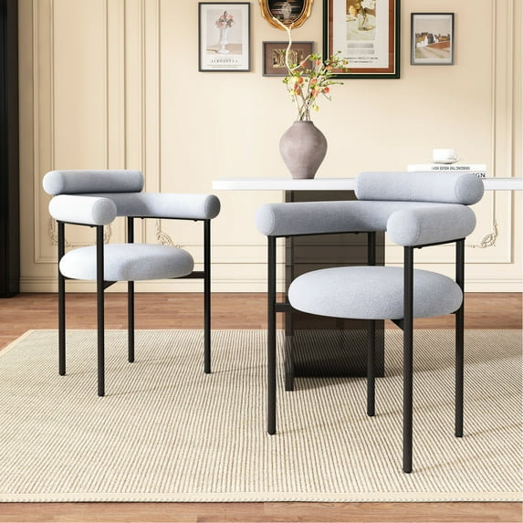 Upholstered Dining Chairs, Grey (2) - Metal Legs For A Modern And Comfortable Area Armchair Seating With ( Of 2