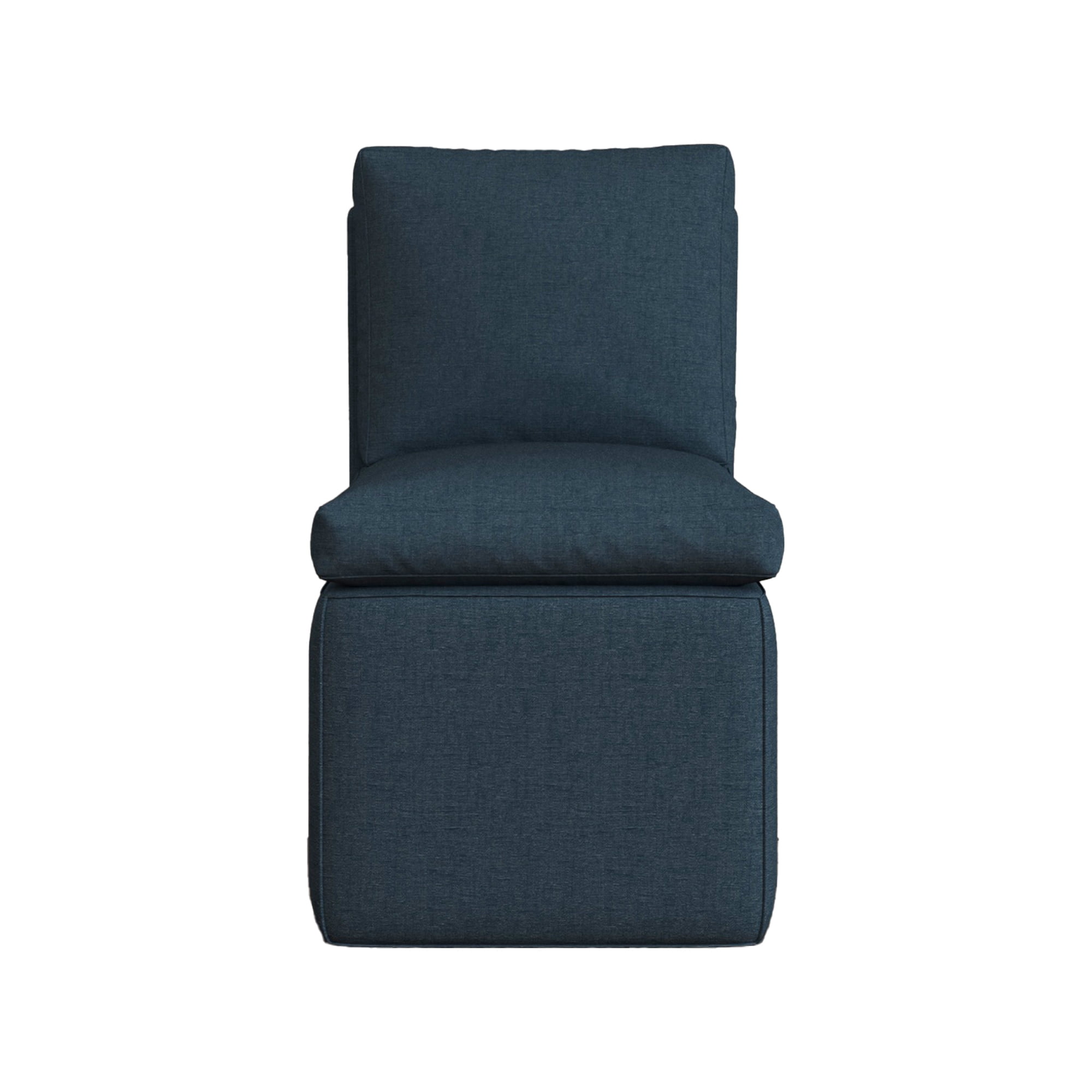Upholstered Dining Chairs, Modern Linen Dining Chairs with Casters for Kitchen, Bedroom, Living Room, Reading Room, Blue