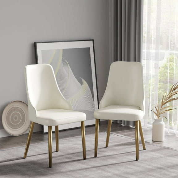 bokifol Modern Dining Chairs Set of 2,36.6" Modern Accent Dining Chair for Dining Room/Reception Room,Upholstered(Beige + Gold)