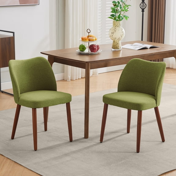 Upholstered Dining Chairs, Set of 2, Dining Chairs with Curved Backrest, High-Density Foam Seat, Rubberwood Legs, Easy Assembly, for Dining Room, Kitchen, Living Room