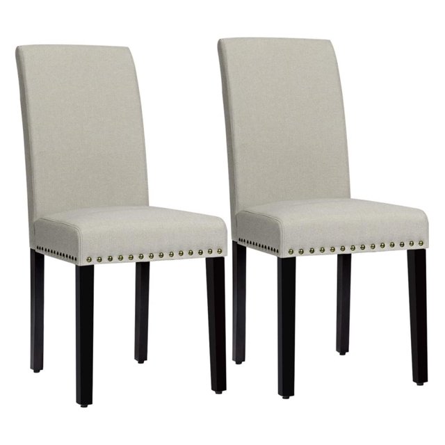 Upholstered Dining Chairs Set of 2, Fabric Side Chairs with Wood Legs