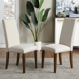 Contemporary Accent Chair, Fabric Tufted Upholstered Dining Chairs Set of  6, Dining Room Chairs with Nailhead Trim&Solid Wood Legs, Classic Leisure