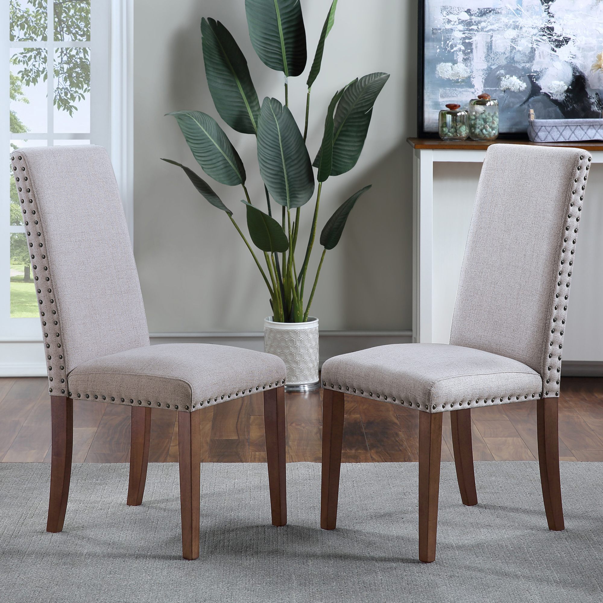 Upholstered Dining Chairs Set of 2,High Back Dining Chairs with